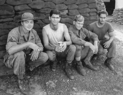 Long Binh August 1969  L-R - Joe Wilkinson, Gigout, Woody, Ugarta